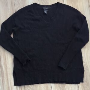 Halogen 100% Cashmere Classic Black V-Neck Sweater XS